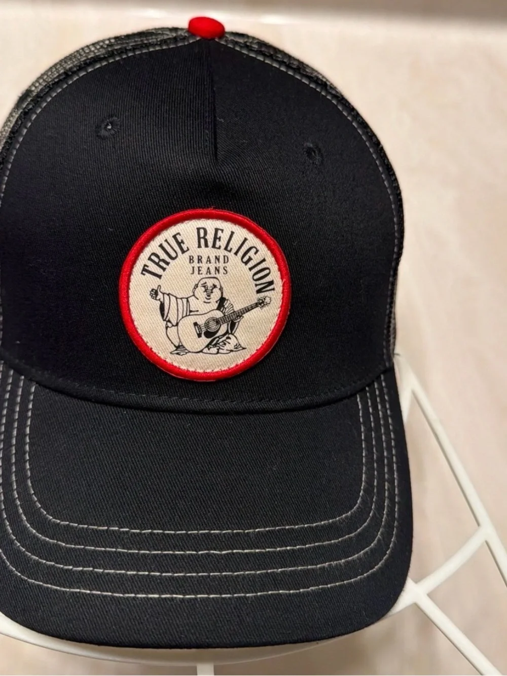 True Religion Black Hat with Red Trim